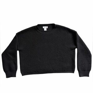 C&C California Textured Black Crewneck Sweater
